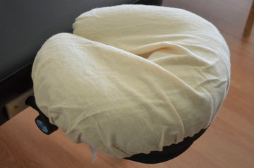 Couvre appui-tête avec élastique, sans couture, Flanelle Beige (la paire)