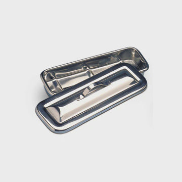 Plateau inox. 8-1/2''x3''x1-1/2'', (20 cm x6 cm x 3.5cm), Avec Couvercle