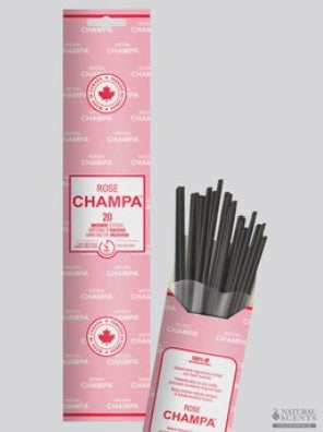 Bâtons d'encens Champa, Rose, pqt/20
